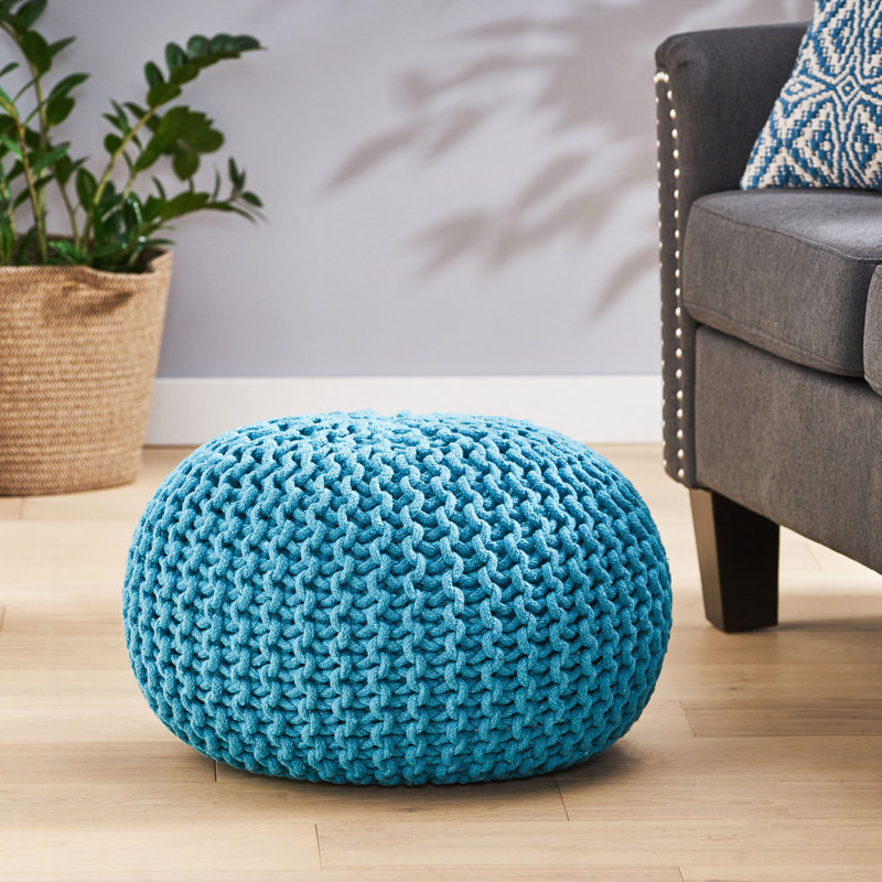 Round Ottoman, Aqua