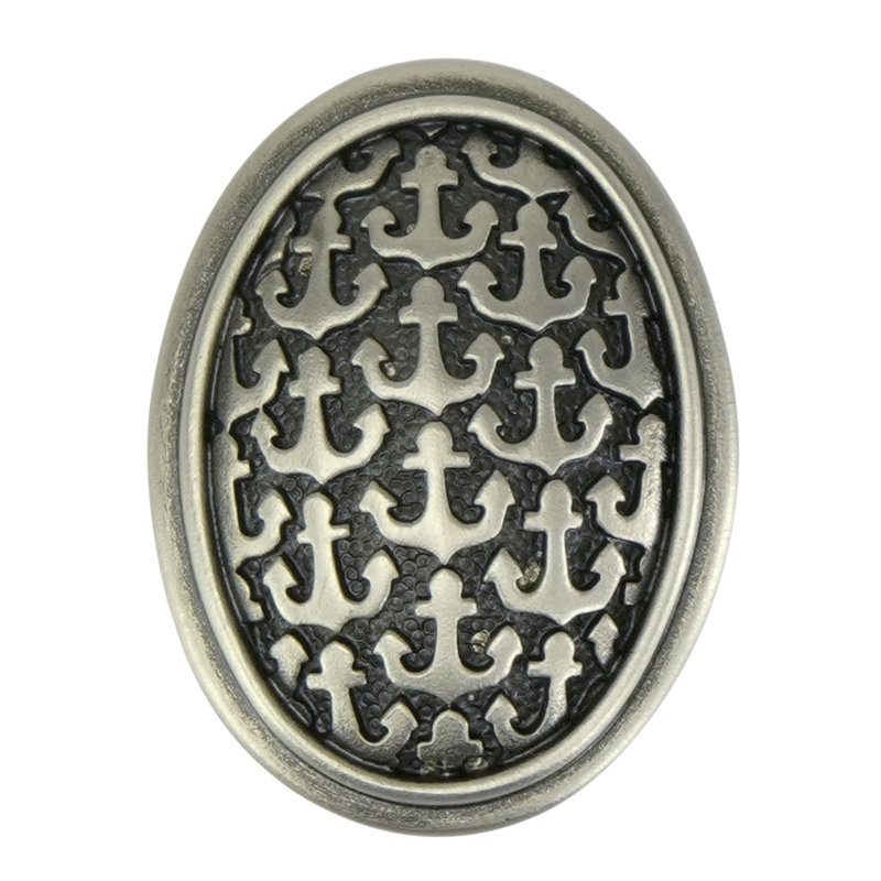 YACHT CLUB OVAL KNOB IN ANTIQUE NICKEL PLATE
