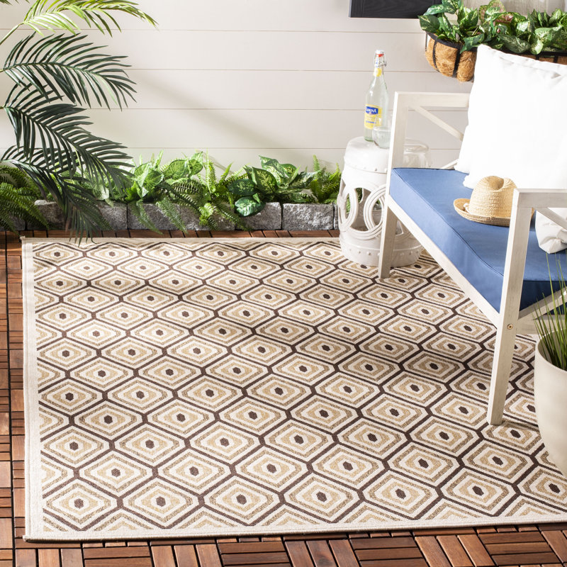 Tapis d'intérieur / extérieur à motif géométrique Amatia Performance, Rectangle 4 pi x 5 pi 7 po