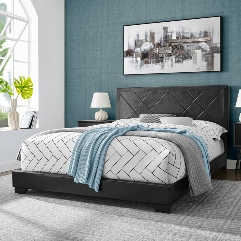 Lit tapissier standard Myrtle, Double, Noir