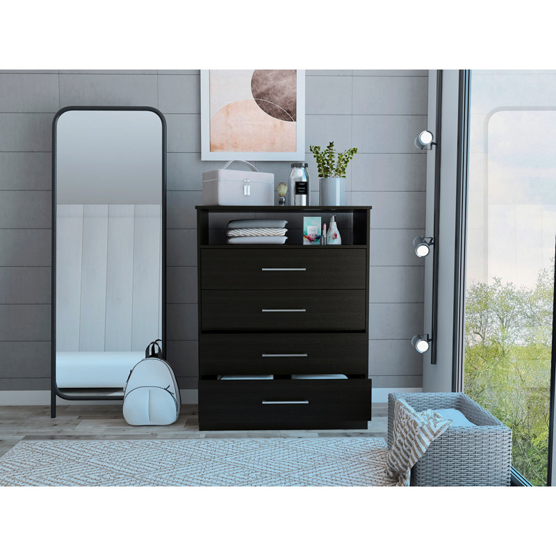 Commode Atlanta, chambre à coucher, noir, Noir