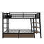 Lit superposé double en métal avec tablettes de rangement et ports USB, noir-798069262