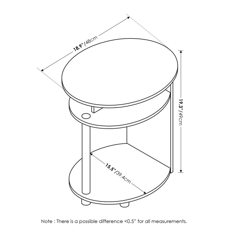 Torion End Table, White