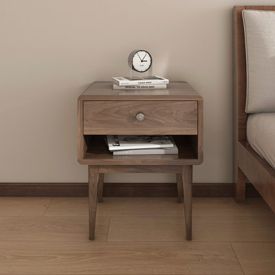 Table de chevet en bois de noyer miya avec rangement Miya