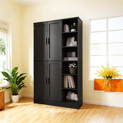 63" Tall White Kitchen Pantry Cabinet, Kitchen Pantry Storage Cabinet With 4 Doors, Freestanding Kitchen Storage Cabinets