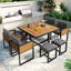 GO 9-Pieces Acacia Wood Patio Dining Set-1057285868