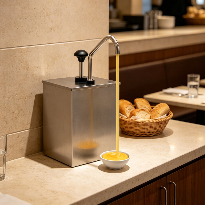 Distributeur de sauce en acier inoxydable de 4,2 pte avec réservoir à condiments en acier inoxydable pour restaurant Buffet