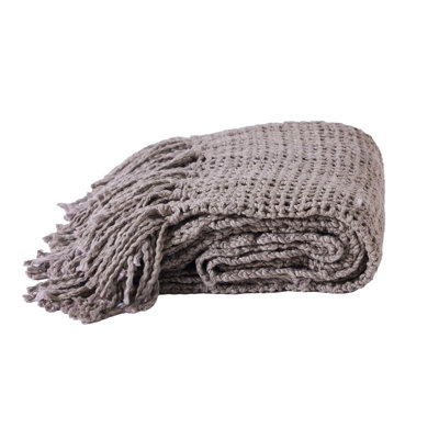 Fibre by Auskin Handwoven Cotton Throw Blanket 60" L Lightweight Open-Weave Indoor Decor