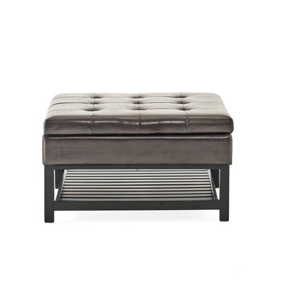 Bonded Leather Square With Ample Storage Space And Bottom Rack - Brown Tray Delicate