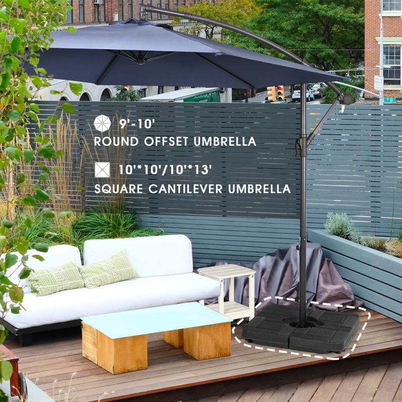 cantilever patio umbrella base weight Outsunny 4 Piece Set, Fillable Outdoor Offset Umbrella Weights For Umbrella Stand, 175 Lbs. Capacity Water Or when filled with sand and offer an easy Heavy Duty Base Weights Stand