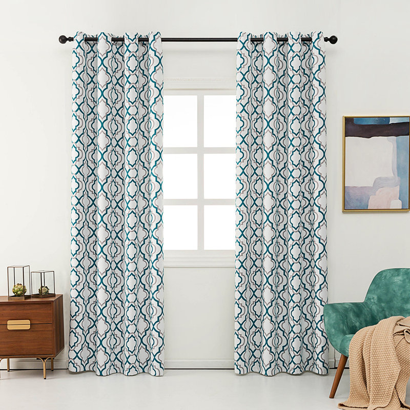 Gwinn Blackout Curtains / Drapes Pair, Teal Blue, 52'' W x 63'' L