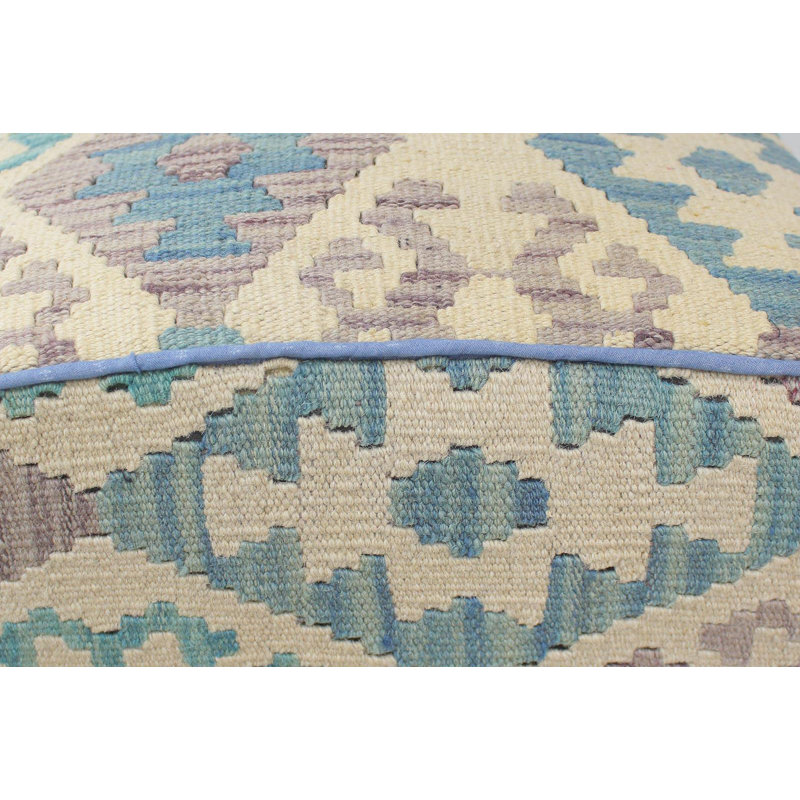 Aprea Upholstered Ottoman, Purple/Beige/Blue/Teal Wool