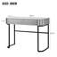 Console grise à miroir de 39 po avec base en acier inoxydable. 2 tiroirs. Élégante pour la chambre à coucher et le bureau. Rangement spacieux.. Base de bureau facile à installer, tiroirs - gris, rangement pratique et de bureau-169810626