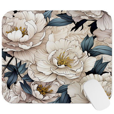 Floral Luxe Peonies VI Modern Gaming Cute Office Laptop Desk Pad Gift Mat Square Rectangle Non-Slip Mousepad