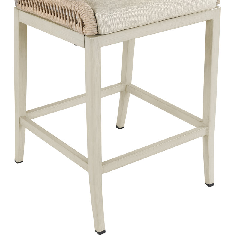Tabouret de bar d'extérieur 28 po avec coussin Khadijo, Cream, 2, Crème / crème