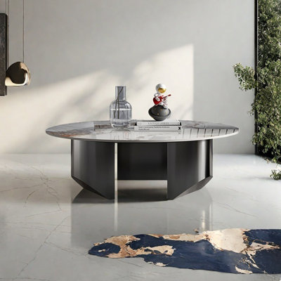 Table basse ronde de luxe en pierre légère