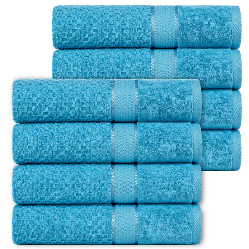 Collection de serviettes essuie-mains texturés 100% coton Hode, Essuie-mains - paquet de 8, Bleu ciel