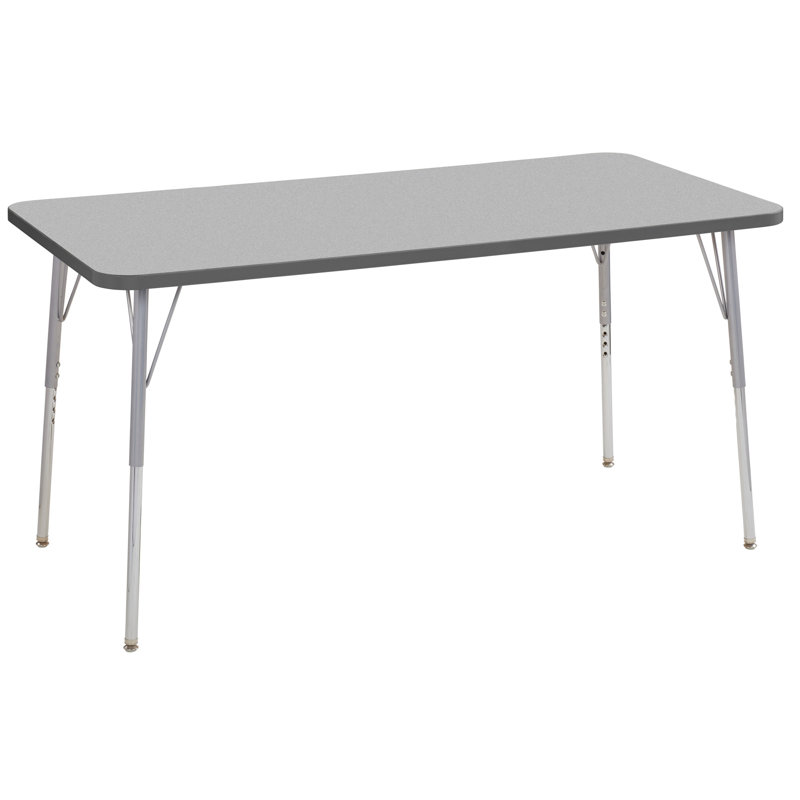 Table rectangulaire d'activité rectangulaire avec pieds réglables, 30" x 60", Gris/noir, Roulement pivotant standard