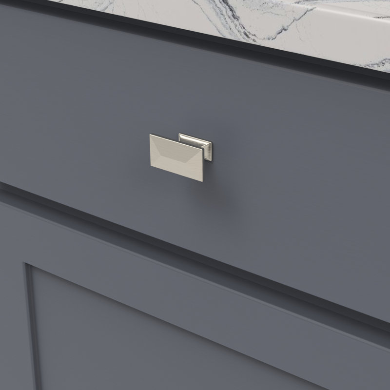 Poignée rectangulaire Bungalow Collection - bouton d'armoire en nickel satiné de 1-3 / 4 po x 15/16 po - Quincaillerie transitionnelle et côtière pour tiroirs et armoires