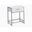Table de bout, table de bout, table de bout, table de chevet, tiroir de rangement, stratifié blanc, métal gris, contemporain, moderne-1999127072