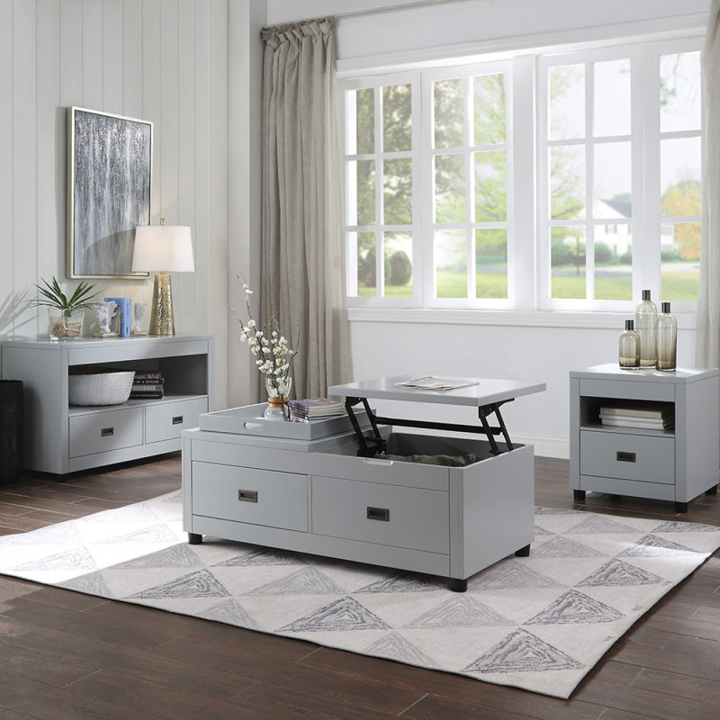 Dove Grey Storage End Table