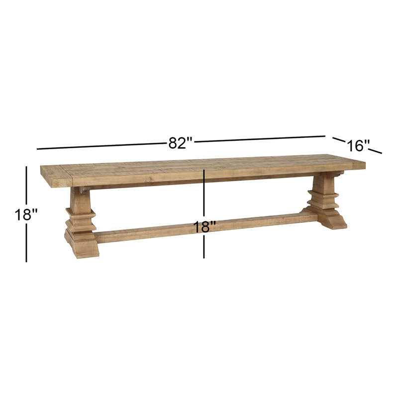 Allegra Reclaimed Pine Wood Dining Bench, 18"H x 82"W x 16"D