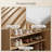 Entryway Storage Cabinet with Shoe Bench & Adjustable Shelves, Natural Finish, American Traditional Design-1247197388