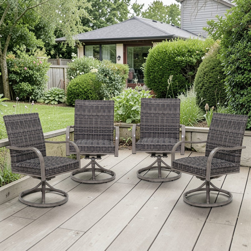 Chaise de salle à manger pivotante en osier pour l'extérieur Leonard
