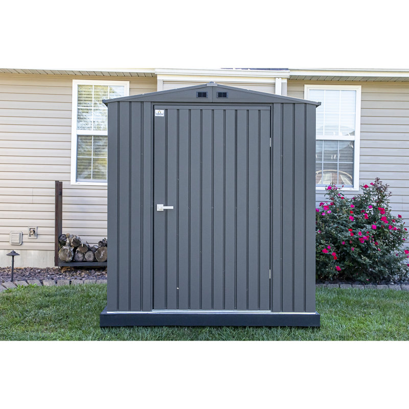 Anthracite Gray 6' x 6' Steel Storage Shed with Double Doors