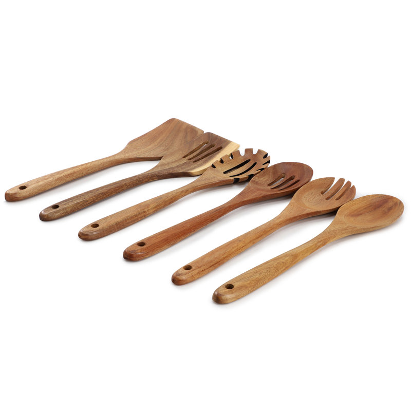Ensemble d'outils de cuisine assortis 6 pièces en bois d'acacia