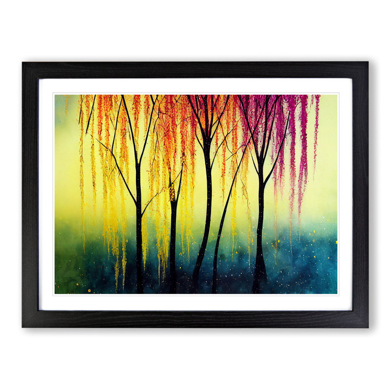 Brilliant Weeping Willow Trees - Single Picture Frame Print, Black Framed, 46cm H x 64cm W x 2cm D