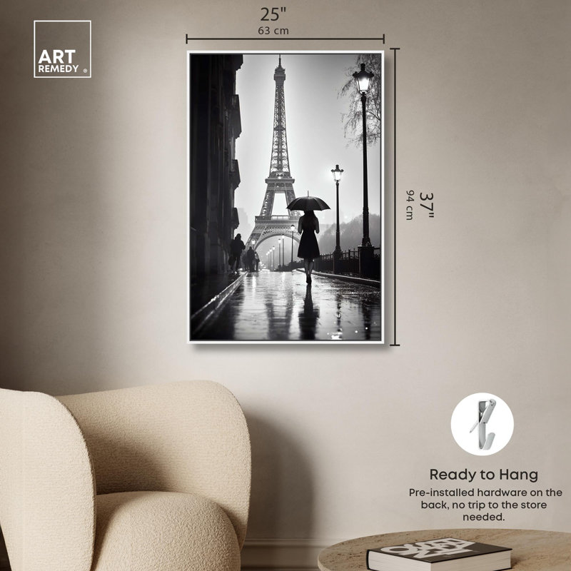 «Stroll In Paris Canvas» par Art Remedy, Cadre blanc, H 81 cm x l 122 cm