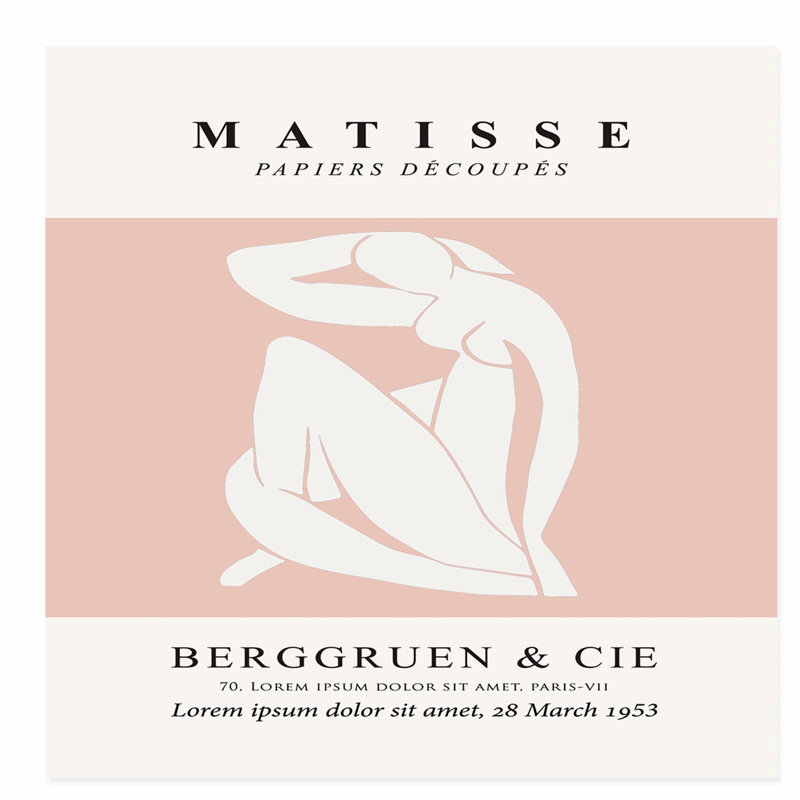 «People and Portraits Matisse», reproduction d'art moderne sans cadre, H 12 po x l 12 po, Rose