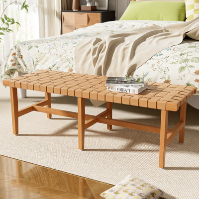 Élégant banc de chambre en bois d'acacia