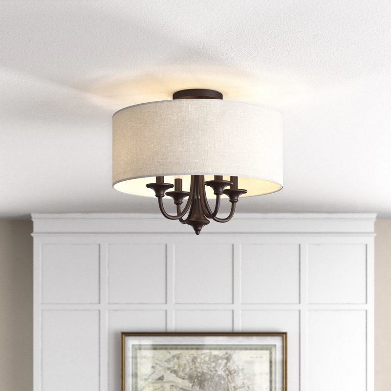 Bhushan Fabric Semi Flush Mount, Oil Rubbed Bronze
