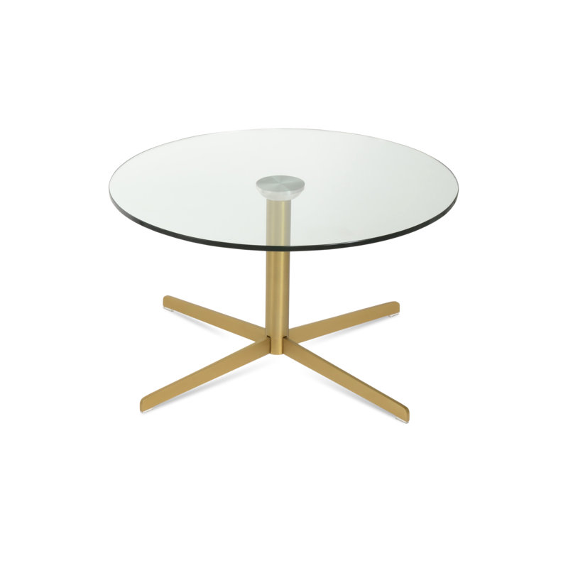 Table basse à piédestal Diana, H 15 po x L 31,5 po x l 31,5 po, Laiton