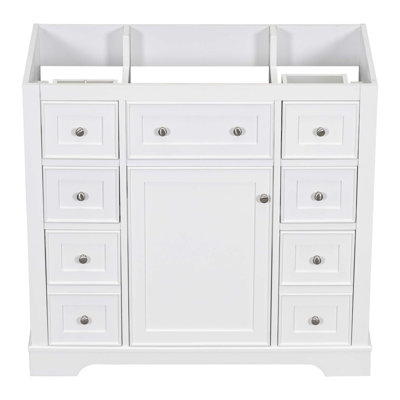 Meuble-lavabo 36 po sans lavabo, base d'armoire seulement, une armoire et six tiroirs