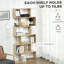 75,5 "H Bibliothèque 6 tablettes en forme de S Présentoir de rangement en bois