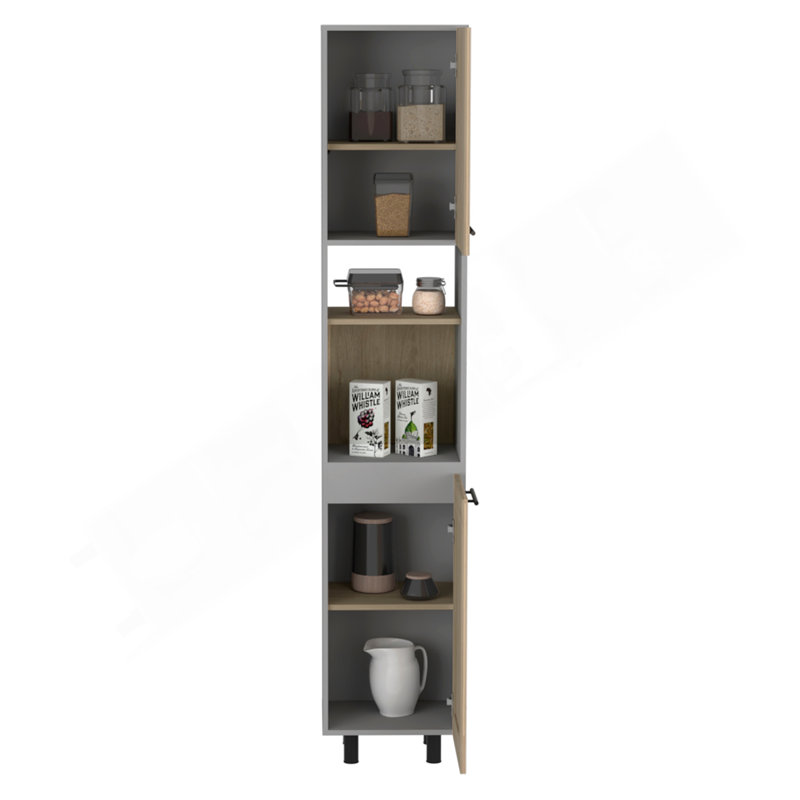 Garde-manger Hasselt, double porte, six tablettes - pin clair