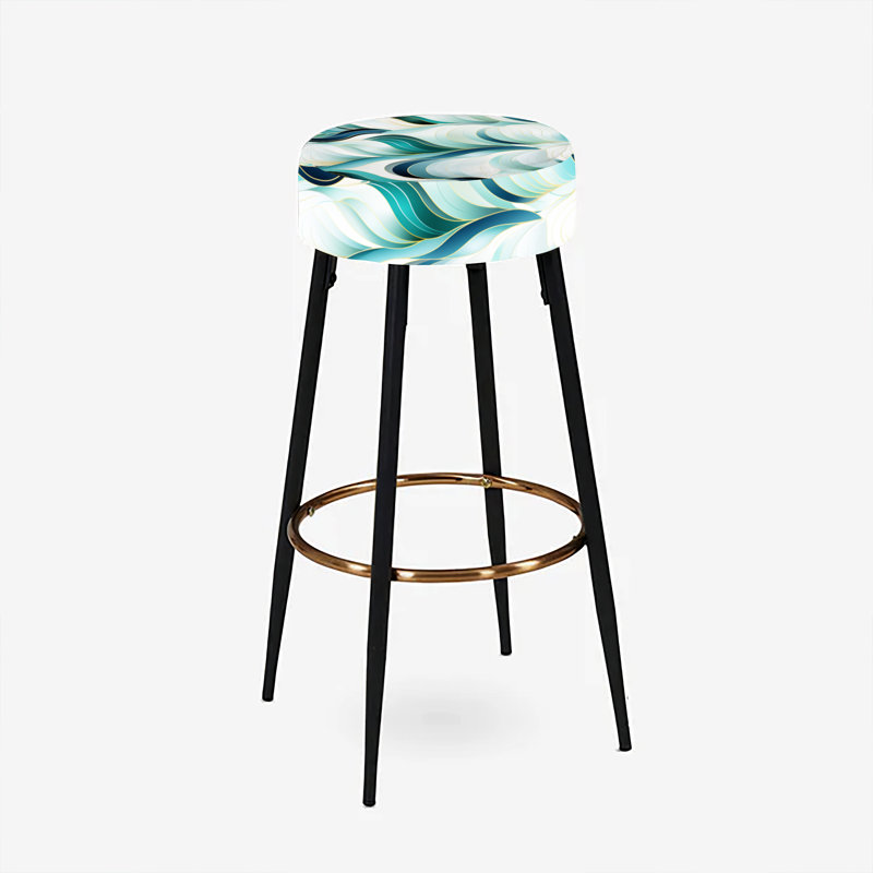 Ensemble de 2 tabourets de bar géométriques Coastal Emerald and White