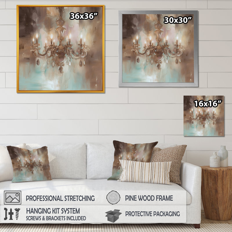 «Runar Grand Chandelier Showcase IV», reproduction sur toile, H 16 po x l 16 po x P 1 po, Cadre flottant noir