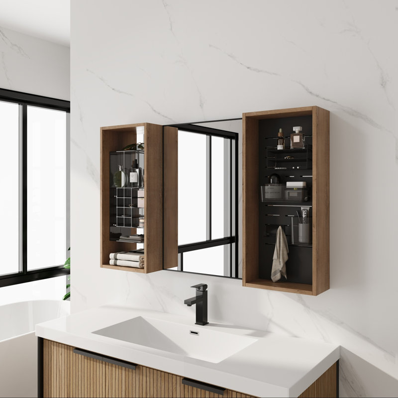 Miroir de salle de bain avec rangement