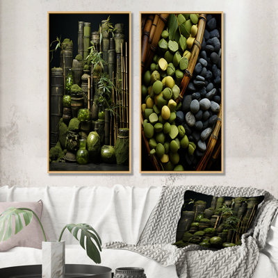 Tranquil Greenery Bamboo Oasis I - Bamboo Canvas Prints Set Of 2