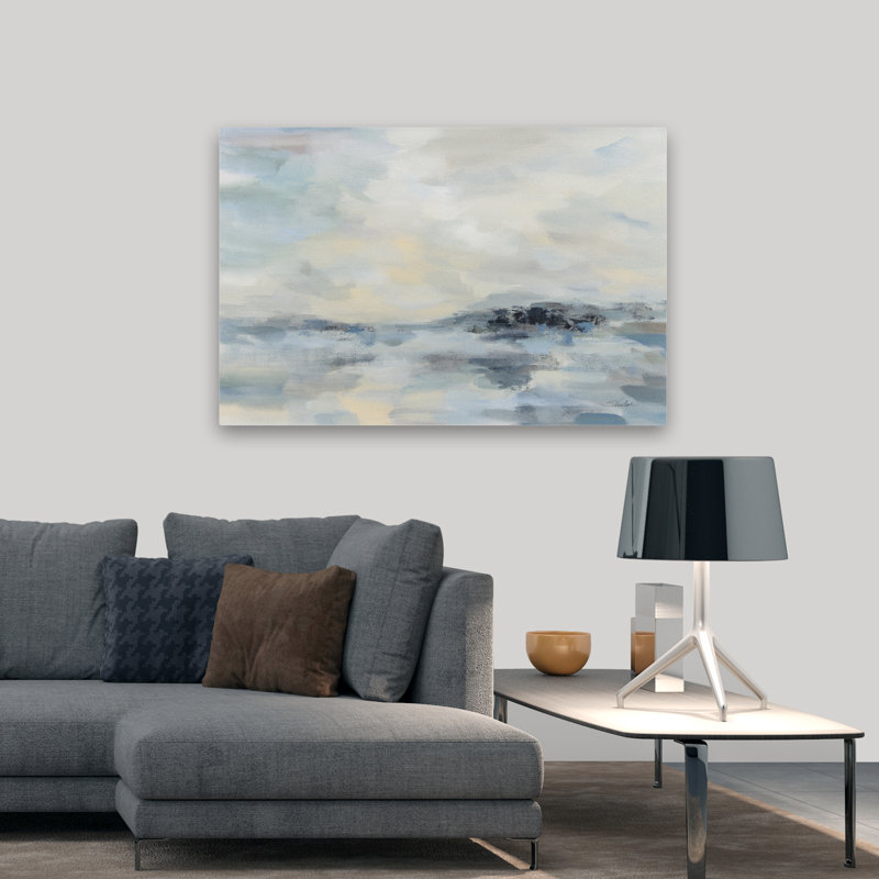 Aigue-marine vagues contemporaines abstraites noir bleu crème gris, H 48 po x l 32 po