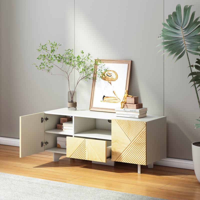 Crédence de rangement une pièce l 47,24 po avec foyer électrique Iyahna, Blanc