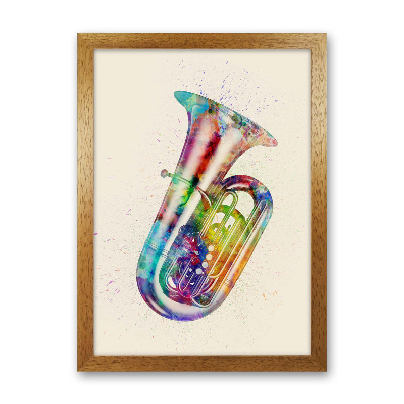 Tuba by Michael Tompsett - Print, Brown Framed, 34cm H x 25cm W x 3cm D