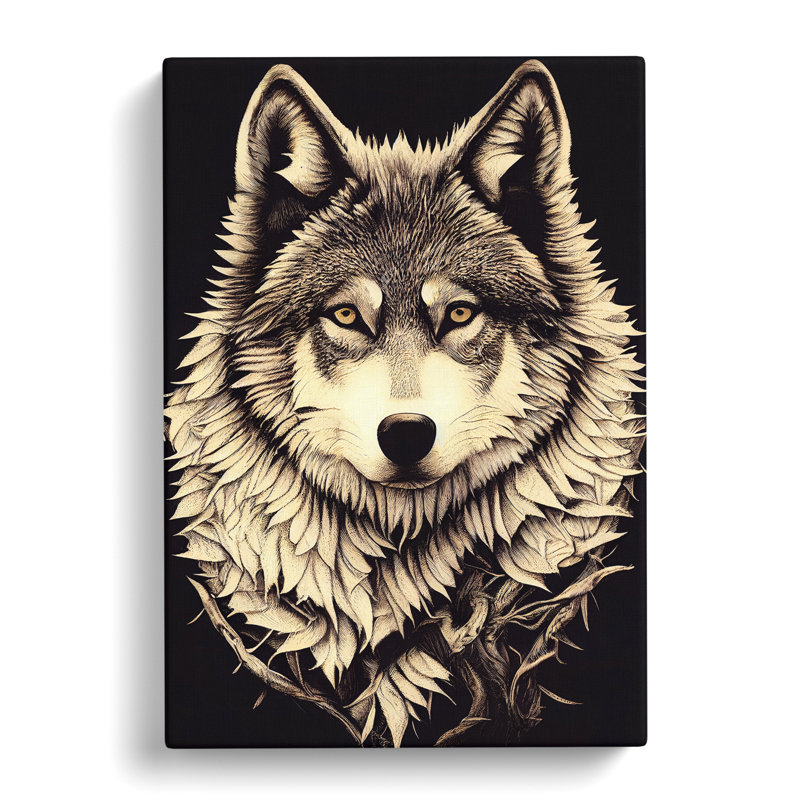 CAN-V0523-2910X Wolf Decoupage - Wrapped Canvas Print, 76cm H x 50cm W x 3cm D
