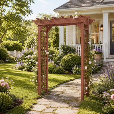 Brown Wood Garden Arbor Arch Trellis for Climbing Plants