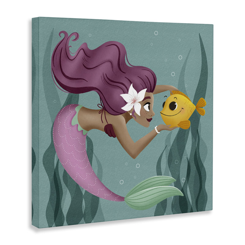 «Mermaid & Fish Friends», toile par Sarah Hickman, H 36 po x l 36 po
