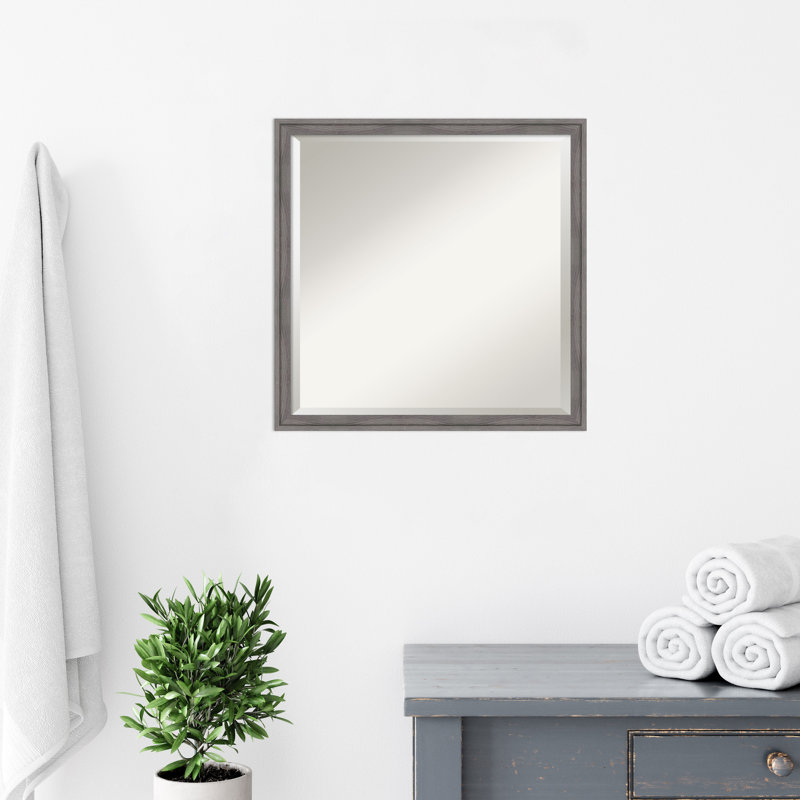 Miroir mural Merima, 21,75 po x 21,75 po, Carré, gris